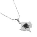 Stainless Steel Kosovo Map Albania Eagle Pendant Necklace for Men Women Ethnic Map Jewelry. 