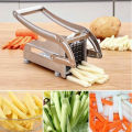 King Crockery Potato Chipper & Cutter Stainless Steel French Fries Cutter Potato Chipper 2 Sizes Interchangeable Blades Potato Slicer. 