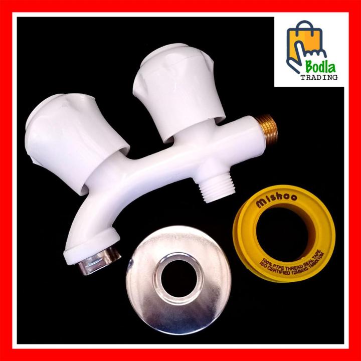 Water Tap Double BIBcock For Toilet Shower with Brass bush and Spindle High Quality