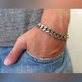 high quality imported silver stainless steel hand chain bracelet for boys/men. 