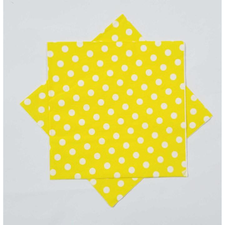 YELLOW POLKA DOT NAPKINS PACK OF 20 NAPKINS