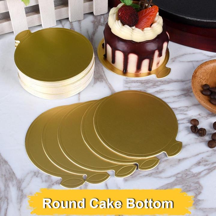 FeelinGirl  100 pcs Mini Cake Boards, Small Round  Mousse Cake Cardboard Set, Cupcake Cake Base, Dessert Displays Tray, Disposable Paper Coasters - for Wedding Party Cake Pastry Cup