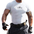 Men Casual O Neck Short Sleeve Quick Drying Elastic Fitness Slim T-shirt Top. 