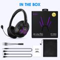 EKSA Air Joy Pro USB Gaming Headset with Detachable Noise Cancelling Mic, 7.1 Surround Sound, USB & 3.5mm Cables, for PC, PS4, PS5, Xbox One - Black/Red. 
