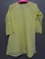 Cute and Beautiful Light Yellow Paper Cotton Rich Embroidered Kurti With Slip Inside For Girls. 