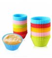 RN  4 Pcs Silicon Round Shape Cup Cake Molds Baking Cupcake - Multi. 