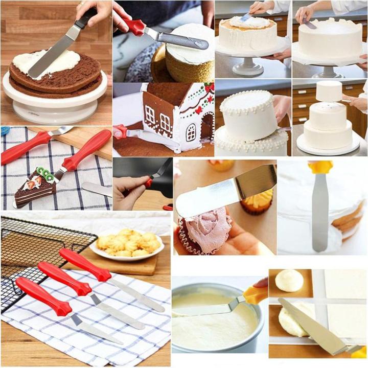 3pcs Cake Cream Spread Decorating Scraper Pastry Angled Spatula Baking Tools