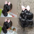 Cute kids' Curly Straight Wig Children's lovely bow headdress. 