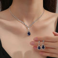 3Pcs Luxury Simple Rhinestone Necklace Drop Earrings For Women Girls Fashion Exquisite Jewelry Set Wedding Bride Accessories Qoddess. 
