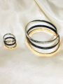 Elegant Three-Tone Bangles & Rings Set– Gold, Silver, & Black Bangles Fashion Hand Jewelry. 