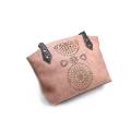 Peach Color Artificial Leather With Small Bunches Hand Bag BG-186. 