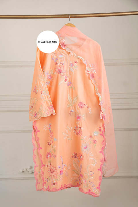 Maheen Embroidered - 3 Piece Dress for Women - Lawn - Dress for girls - Stitched Ready to wear - Shirt + Bottom + Dupatta - Chaudhry Arts