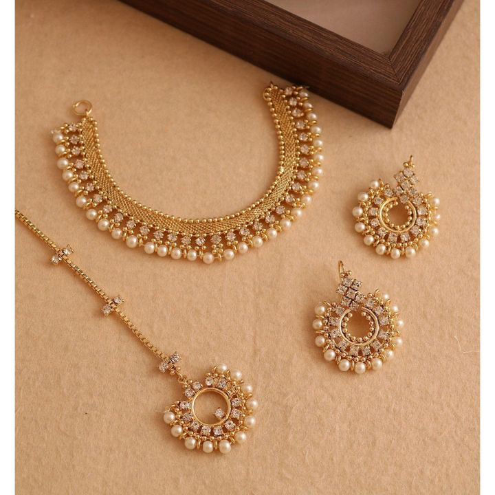 Jewellery Set with Necklace, Earings and Bindia/ Teeka for Girls, Women and Ladies