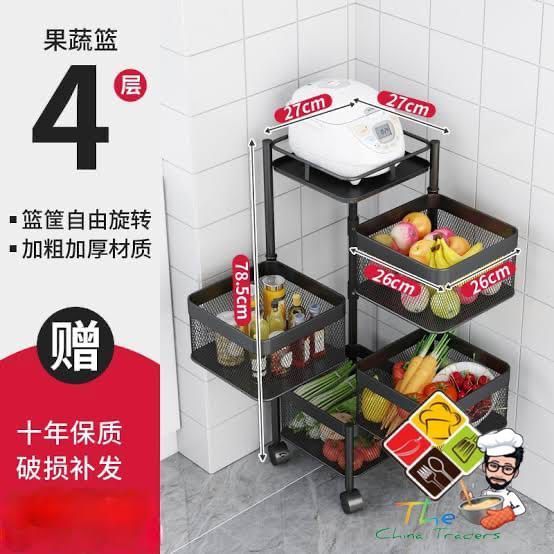 Vegetable%20Rack%20%20With%20Wheels%20360%20Degree%20Rotatable%20-%20kitchen%20Storage%20Rack%20%7C%20Foldable%20Rack%20With%20Wheels%204/5%20Layer's%20Round%20&%20Square%20%7C%20Black%20-%20Image%203