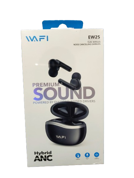 Wafi EW25 Premium Sound Ture Wireless Noise Cancelling Earbuds - Black