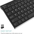 Arteck 2.4G Wireless Keyboard Stainless Steel Ultra Slim Full Size Keyboard with Numeric Keypad for Computer/Desktop/PC/Laptop/Surface/Smart TV and Windows 10/8/ 7 Built in Rechargeable Battery. 