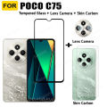 For Poco C75 Tempered Glass Poco C61 C40 C65 C 75 C7 5 Screen Protector Camera Lens Glass +Back Film. 
