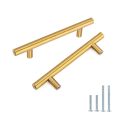 Pack of 2 Golden Handles . Pulls,  Round T Bar Cabinets Handles, Furniture Protectors Drawer, Kitchen , Wardrobe, Epoxy Resin Tray , Hardware , Tools Screws.. 
