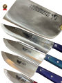 5 PCS QURBANI KNIFE SET- STAINLESS STEEL MADE BUTCHER KNIVES IMPORTED STEEL AND 1 1.25KG KAMANI TOKA-NAZIR KAMANI TOKA-STEEL KNIFE WITH FULL TANF HANDLE-PROFESSIONAL  BUTCHER KNIFE SET WITH BONE CUTTER CLEAVER. 