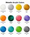 Royal Collection Pigments - Metallic Acrylic Paint Set 12 Colours (36ml Each) Art Craft Paints for Professional Artists Students Kids Beginners, Decorations Canvas Ceramic Wood Rock Painting Art Supplies - Acrylic Metallic Paint Set. 