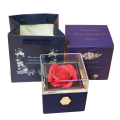 Rose Ring Box Velvet Jewelry Box Eternal Rose Jewelry Box Rotates 360° Valentine'S Day Mother'S Day for Romantic Gifts Lake Blue. 