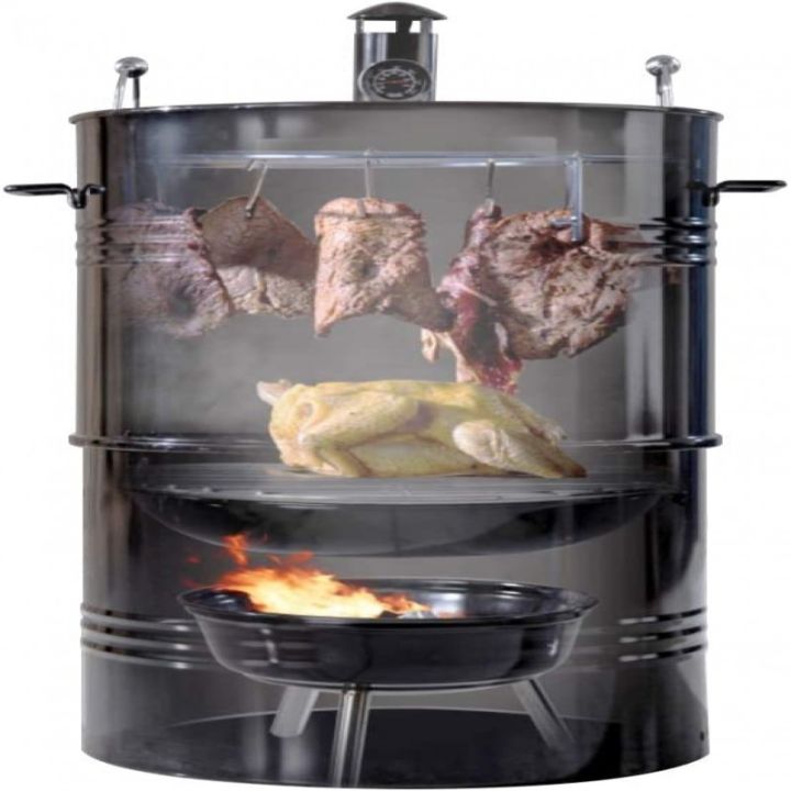 CMI Vertical Charcoal Smoker Grill 18 Inch, Heavy Duty Round BBQ Grill Multi-Function Barrel Grill For Outdoor Cooking, Black