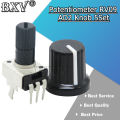 5Set=10PCS RV09 (5PCS+5PCS) Vertical 1K ~ 500K Ohm Adjustable Resistor 3Pin Seal Potentiometer For Arduino With Knob White Cap. 