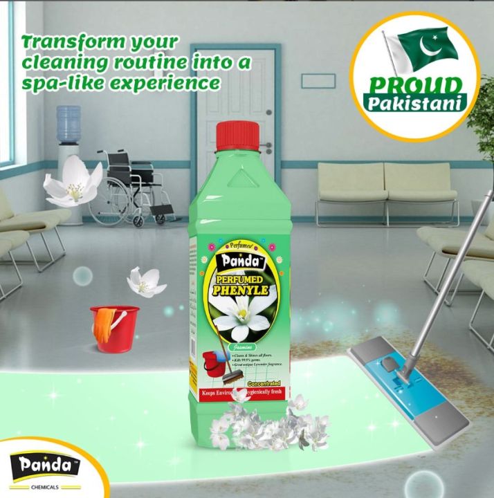 Panda Perfumed Phenyle 500 ML Jasmine Disinfectant Floor Cleaner Phenyl Cleaning with 99.9% Germ kill | Jasmine Fragrance Phenyl Liquid Surface Cleaner for Hospitals, Homes, Offices & Commercial Use Removes Dirt, Stains & Germs