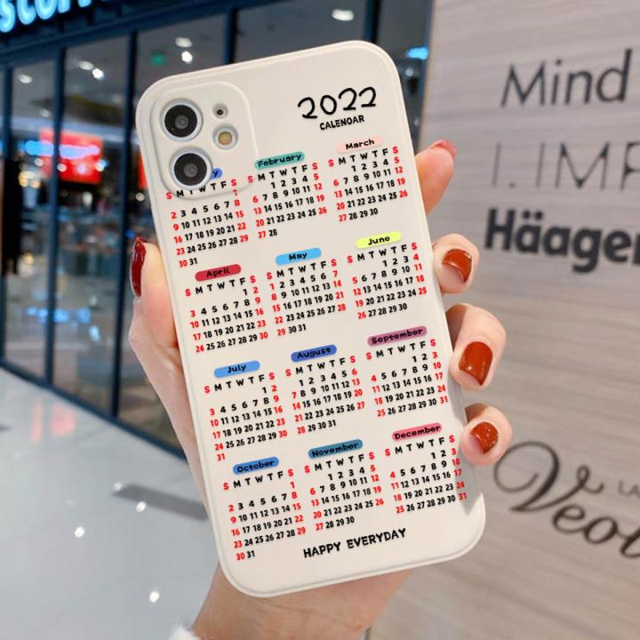 AKABEILA 2022 Calendar Phone Case for OPPO F9 Back Cover Luxury Phone Case Square Soft Silicone Square Phone Cases