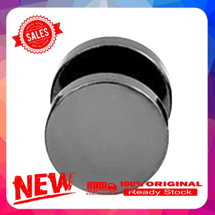Men Cool Punk Round Black Stainless Steel Ear Stud Piercing Earrings ...