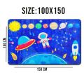 Galaxy Planets and Stars Rug - Slip-Resistant Washable Learning Carpet for Children's Bedroom, Playroom, and Home Decor (100x150 cm). 