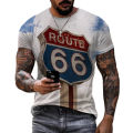 2023 Summer Fashion Personality Streetwear Route 66 3D Print Pattern T-shirt Oversized Tops Men Casual Tees. 