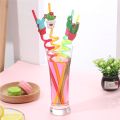 Set of 4 ,Funny Stylish Funky Spiral Straw For Kids Fruit Shape Emoji Shape Straws Silly Crazy Loop Straws Multicolor Reusable Spiral Straw for Kids & Party, 4 Pcs Packet, For Event and Party Supplies. 