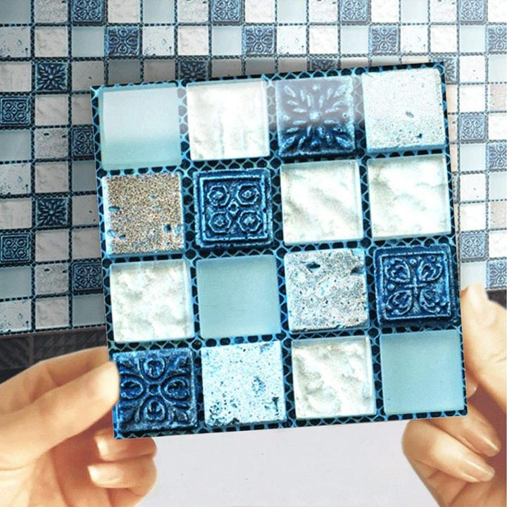 Techmanistan Pack Of 10 - Mosaic Tile Stickers Wall Stickers, Self Adhesive Wall Stickers, 3D Waterproof Brick Pattern Wall Tile Stickers - 10cm x 10cm