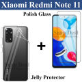 Xiaomi Redmi Note 11 Screen Protector Polish Tempered Glass + Back Clear Jelly Protector Sheet Hydrogel Protector For Xiaomi Redmi Note 11. 