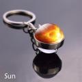 Full Moon Keychain Earth Solar System Planet Nebula Sphere Crystal Ball Glass Double Side Pendant Astronomy Space Jewelry Gift. 
