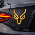 Markhor Shape Metal Chrome Car Badge Emblem Sticker -Gold-. 