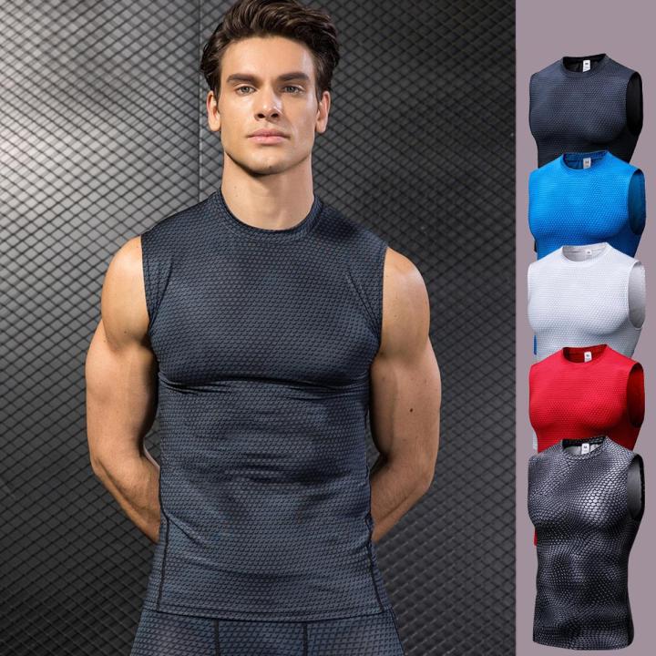 High Elastic Men's Compression Tights Gym Vest Top Quick Dry Sleeveless Sport Shirt Mens Vest Sport Tee Cool Running Sports Vest