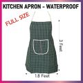 Apron Full Size | Waterproof Kitchen Apron | Water Resistant | Printed Check + Plain Design Pocket Apron | Kitchen Cooking Dress | Dress Protection - Large Size | Unisex For Both Men & Women | Washable | Waterproof Suit |  Kitchen Accessories. 