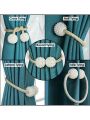 Round Pearl Polyester and strong Magnet Curtain window Tie-backs Drapery Holdbacks Binding Tie Band for Living Room Decoration, Pearl Decorative Rope Holdback Holder/buckle for office home, Classic Tiebacks Design, hold curtains drape ties backs.. 