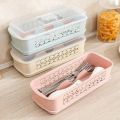 1PC Stackable Plastic Utensil Organizer with Lid - Moisture-Proof Cutlery Storage Box for Spoons, Forks, Chopsticks - Kitchen Accessory Dish Rack. 