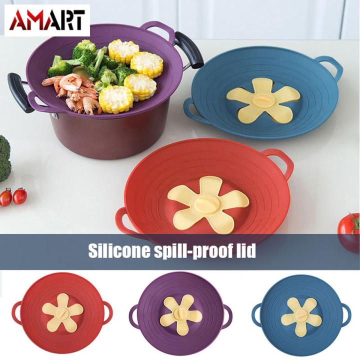 Spill Stopper Lid Cover and Spill Stopper Boil Over Safeguard Silicone Spill Stopper Pot Pan Lid