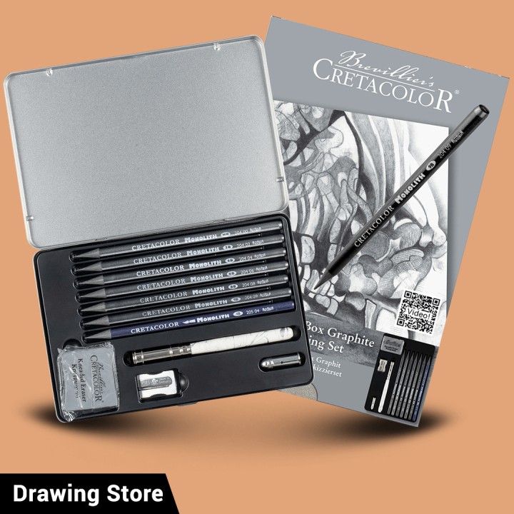 Cretacolor Monolith Woodless Graphite Drawing Pencils Set 11 Pcs