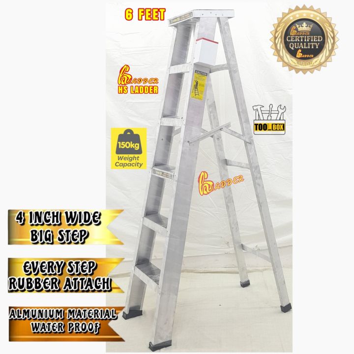 Almunium Folding Ladder 6 Ft Heavy Duty Tool Box Plate Form Attach ...