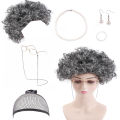 7 Pcs/Set Grandma Old Lady Dress Up Set Granny Costume Wig Adult & Kid Halloween Masquerade. 