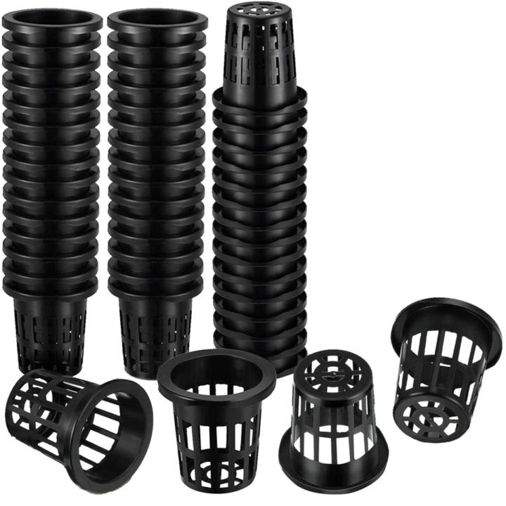 NANLIY- 100 Pack 1.77 Inch Net Cups Slotted Mesh Wide Lip Filter Plant Net Pot Bucket Basket for Hydroponics Aquaponics Orchids
