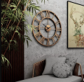 Iron Art Roman Numerals Wall Clock Simple Silent Wall Clocks Home Decorative Vintage Quartz Clock Wall Decor For Living Room Metal Clock Vintage Antique and Unique design clock. 