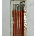 Pack Of 6 - Long Handle Brush Set - Flat - Brown. 