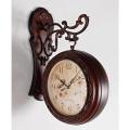 Vintage Double Side Wooden Style Vintage Antique Wall Clock - Brown double face Beautiful Look wall clock / Two sided wall clock - Unique Double Sided Wall Clock Vintage Looks - Brown (Two Sided) -. 