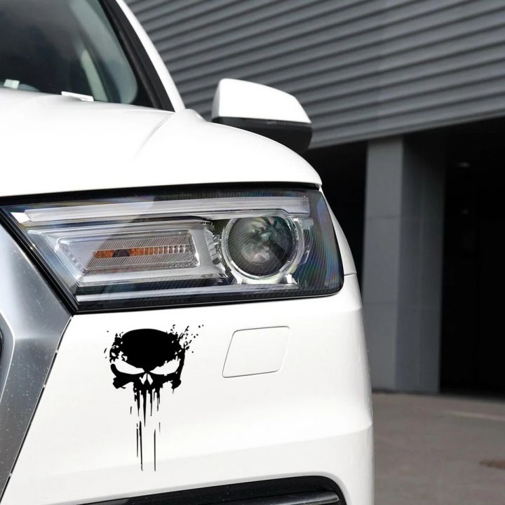 Punisher Skull Car Sticker (Black), Car Accessories, Stickers for Car, Car Modification, Car Decoration, Motorbike Stickers